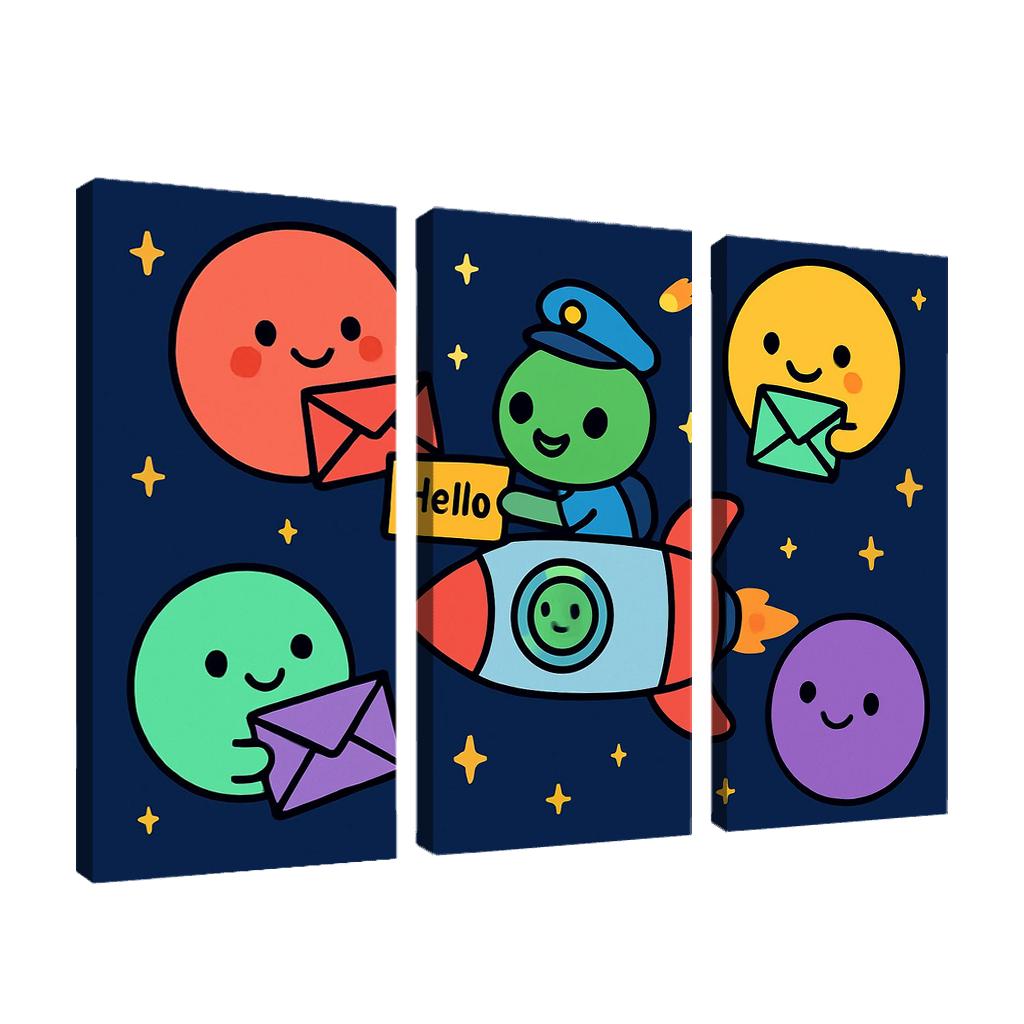 Planet Post Office Delivering Messages Across The Solar System premium artwork frames