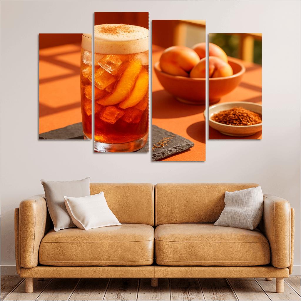 Smoked Peach And Rooibos Iced Tea With Ginger Foam decor