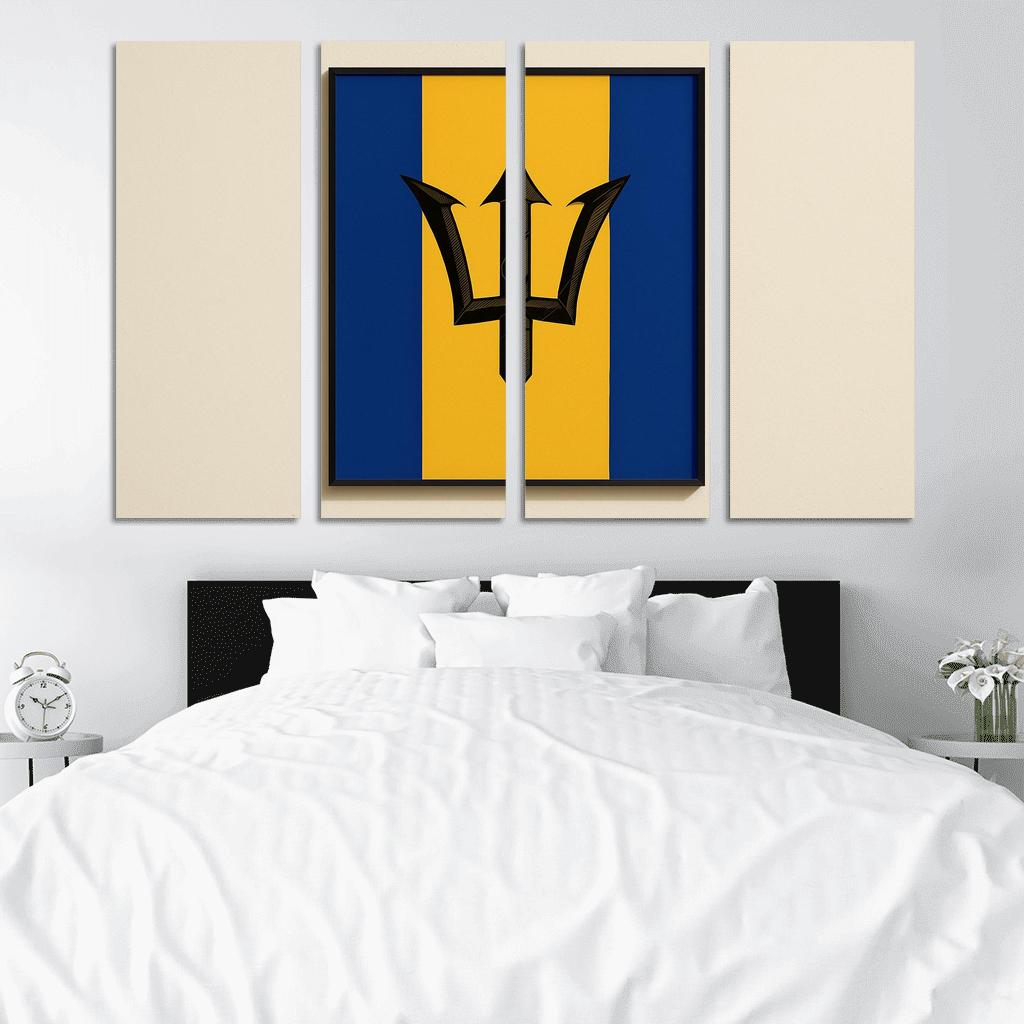 Celestial Trident Emblem The Flag Of Barbados framed paintings