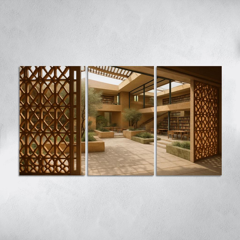 Ceramic Lattice Courtyard Library custom paintings frame