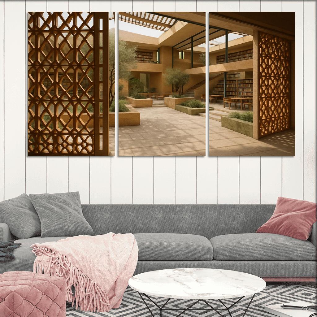 Ceramic Lattice Courtyard Library custom paintings frame