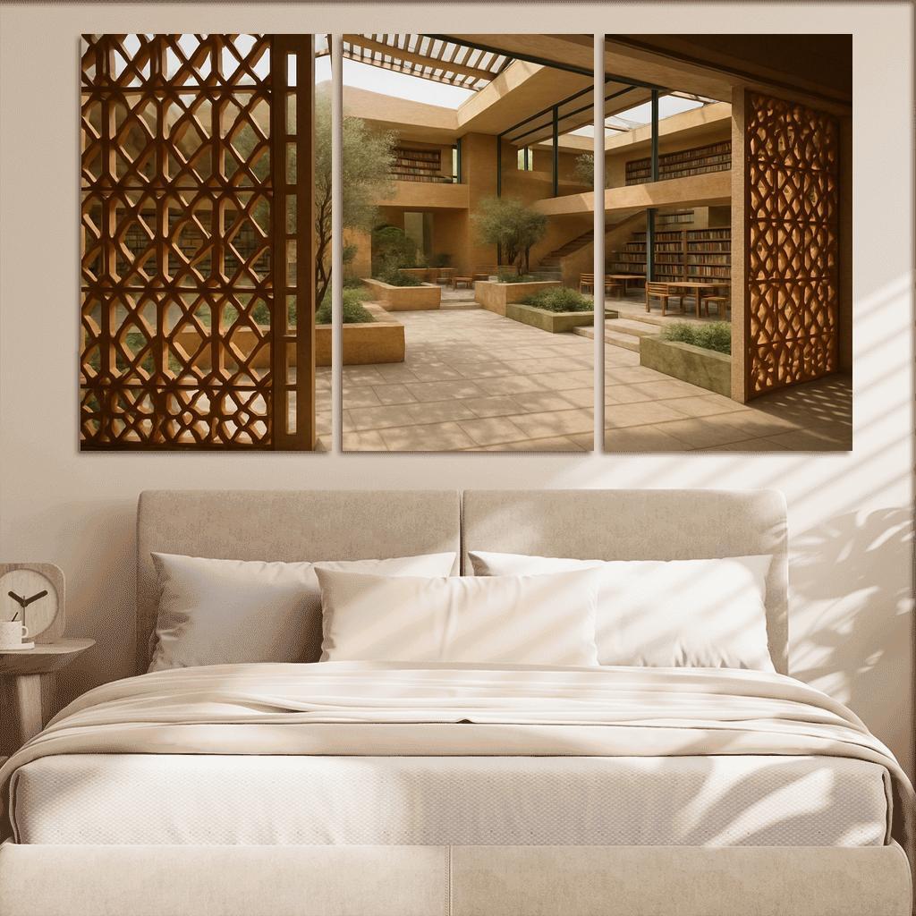 Ceramic Lattice Courtyard Library custom paintings frame