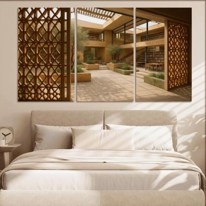 Ceramic Lattice Courtyard Library custom paintings frame