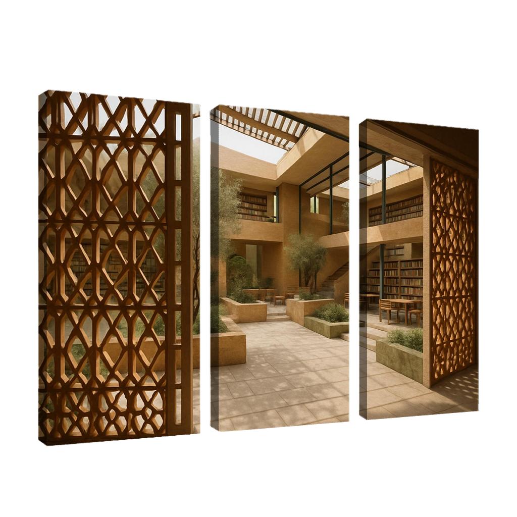 Ceramic Lattice Courtyard Library custom paintings frame