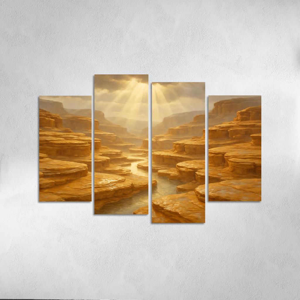 Sunlit Terraced Sandstone Canyons After Summer Storm art trends