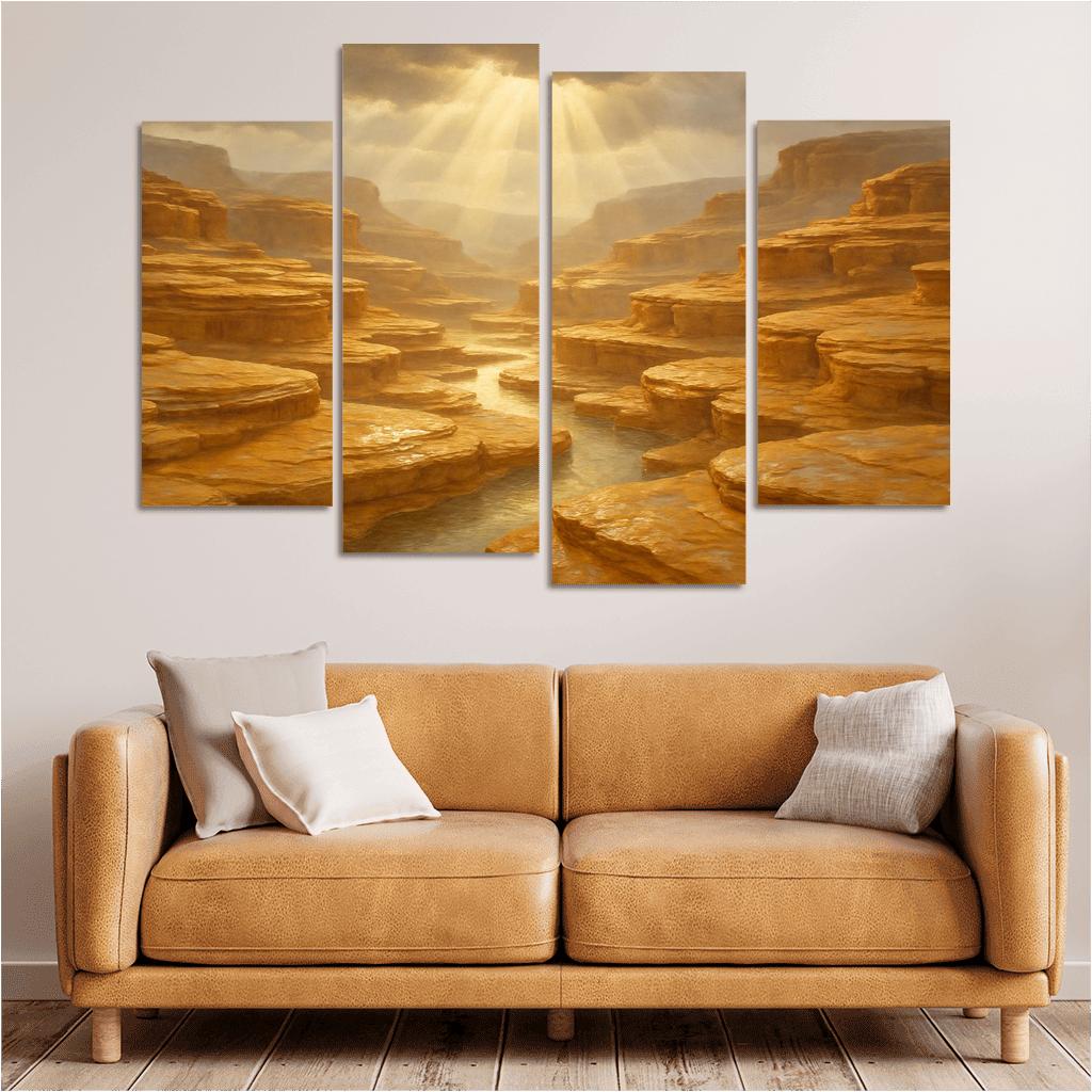 Sunlit Terraced Sandstone Canyons After Summer Storm art trends
