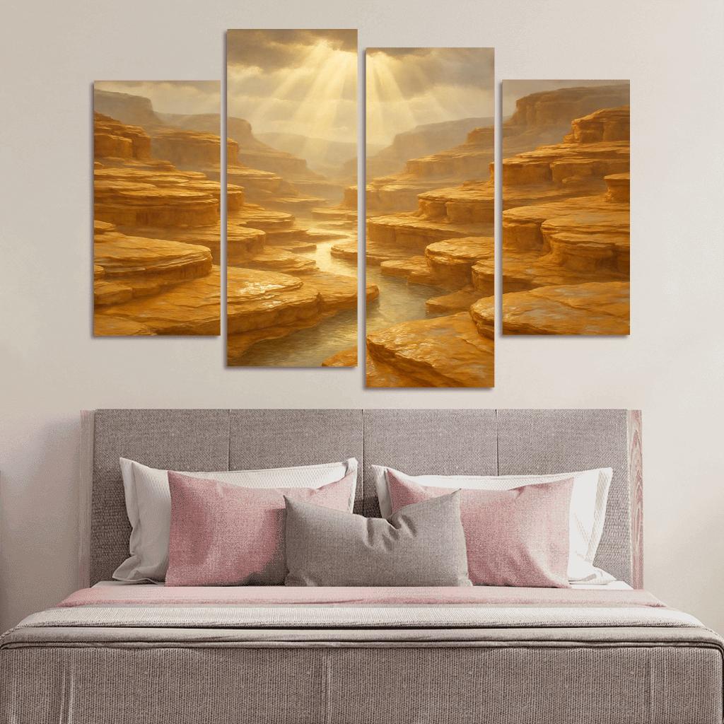 Sunlit Terraced Sandstone Canyons After Summer Storm art trends