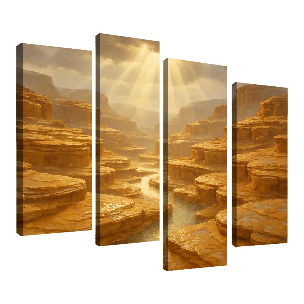 Sunlit Terraced Sandstone Canyons After Summer Storm art trends