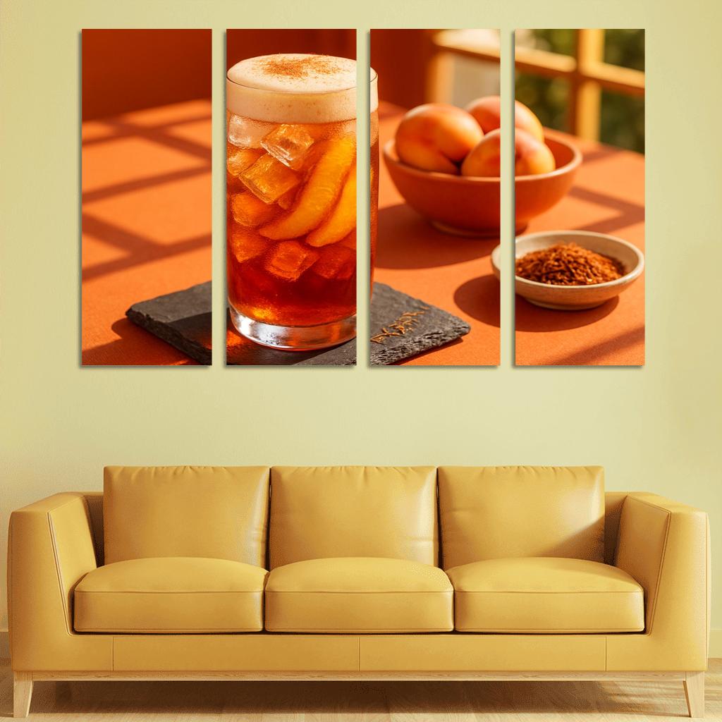 Smoked Peach And Rooibos Iced Tea With Ginger Foam decor