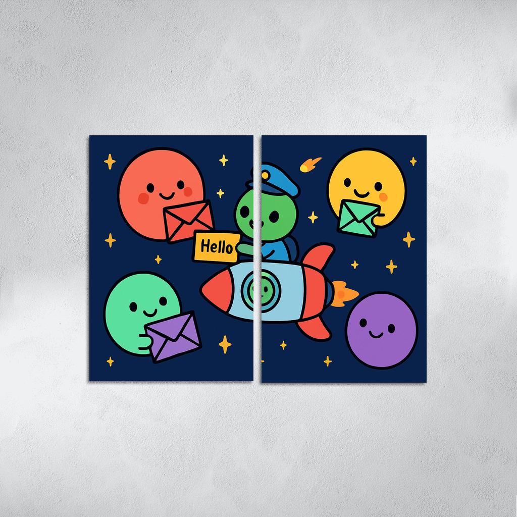 Planet Post Office Delivering Messages Across The Solar System premium artwork frames