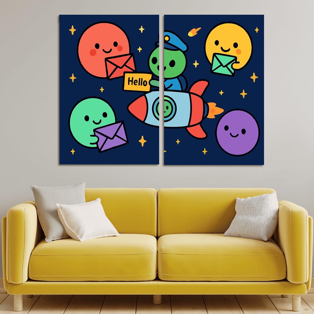 Planet Post Office Delivering Messages Across The Solar System premium artwork frames
