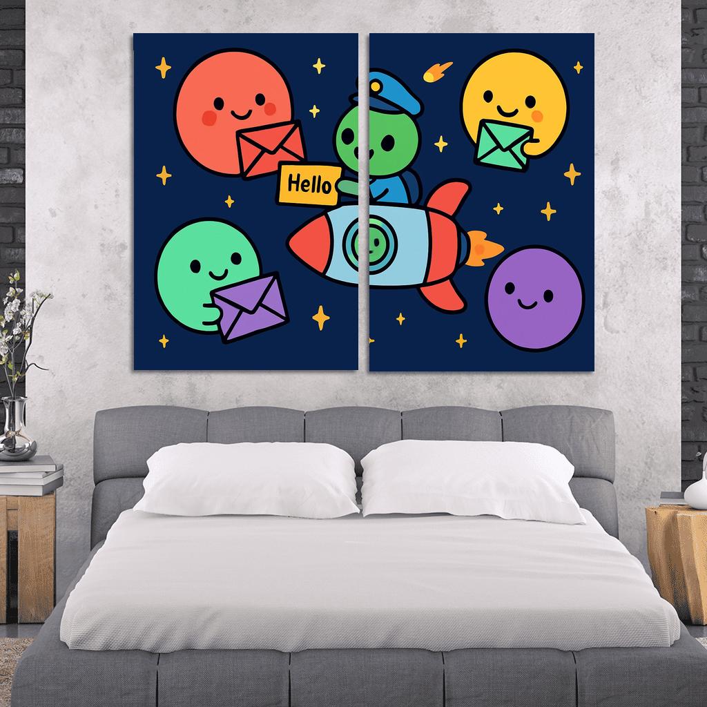 Planet Post Office Delivering Messages Across The Solar System premium artwork frames