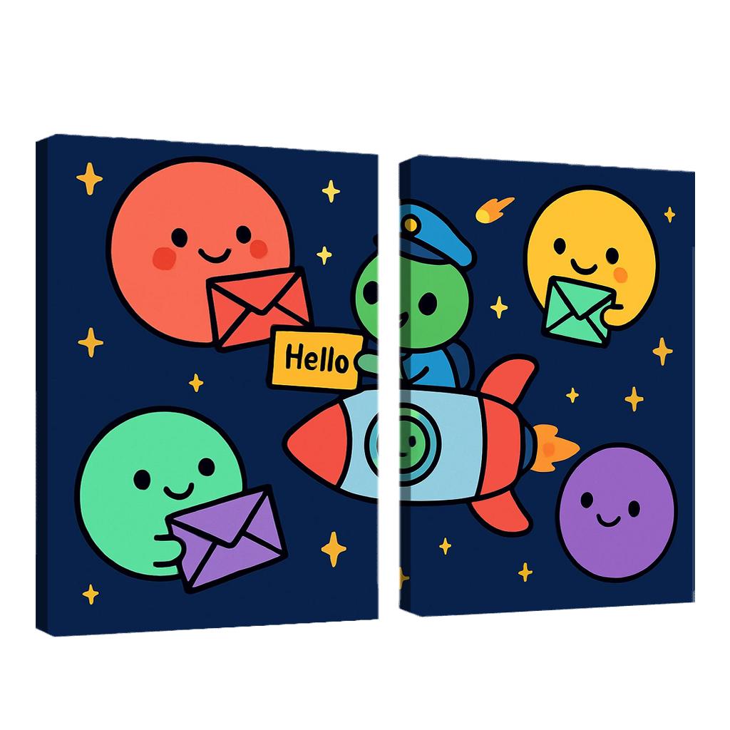 Planet Post Office Delivering Messages Across The Solar System premium artwork frames