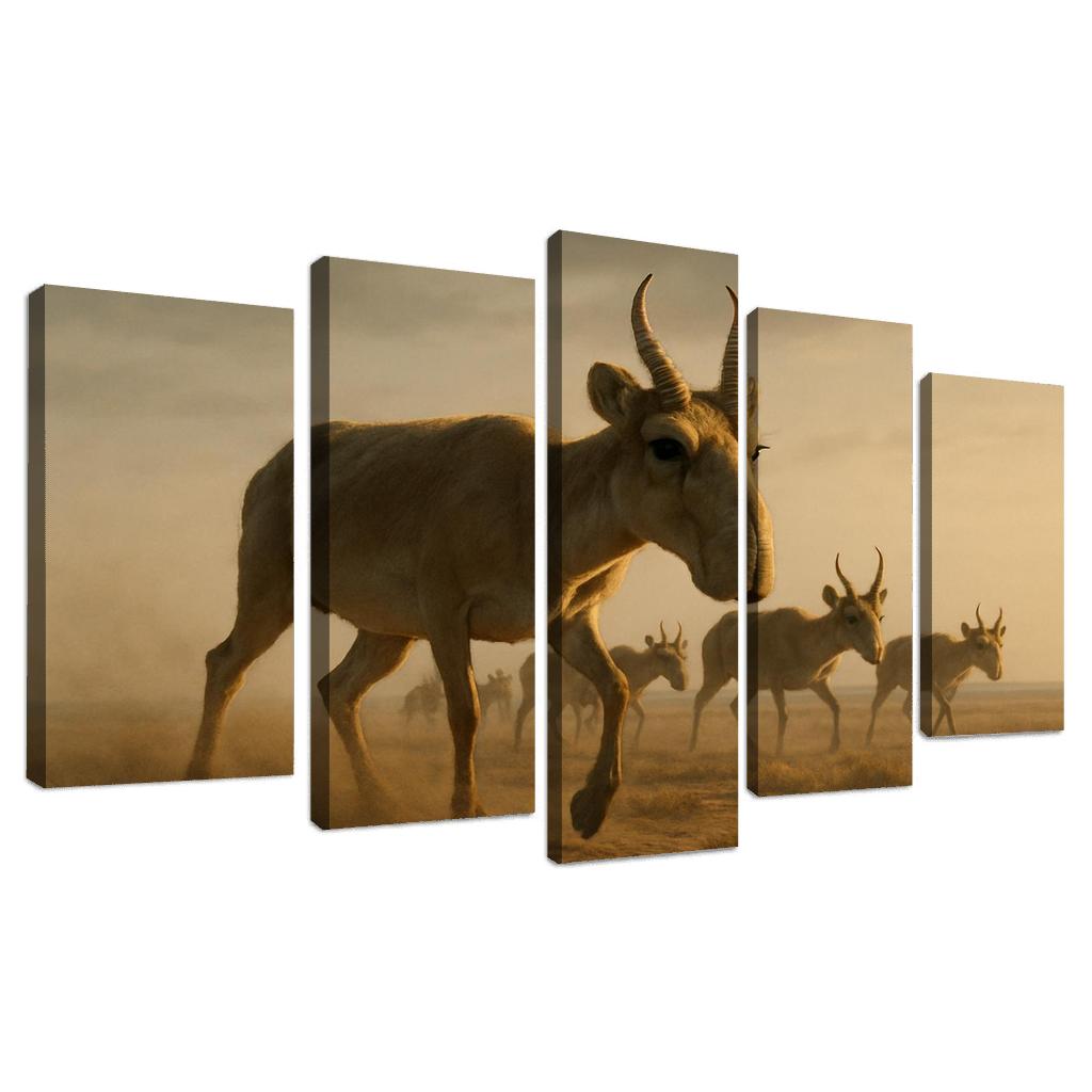 Saiga Antelope Crossing The Windy Steppe At Dawn one-piece frames