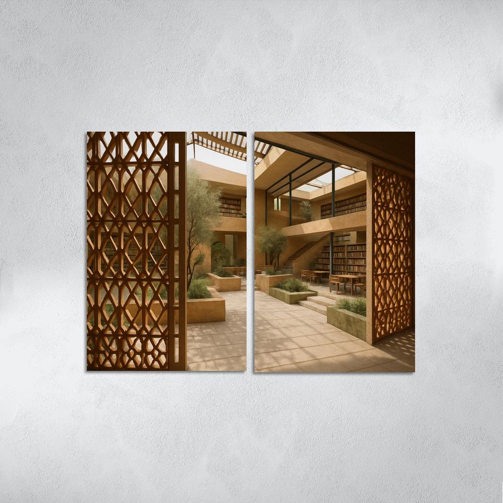 Ceramic Lattice Courtyard Library custom paintings frame