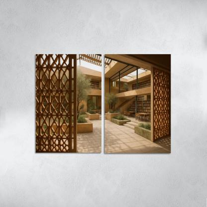 Ceramic Lattice Courtyard Library custom paintings frame