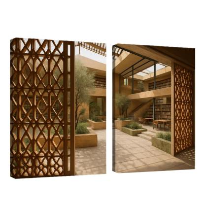 Ceramic Lattice Courtyard Library custom paintings frame