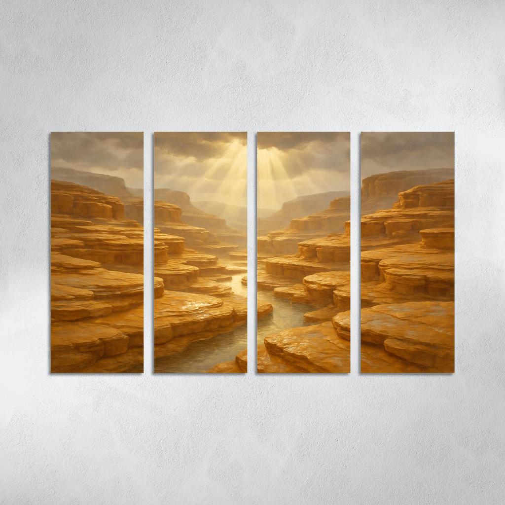 Sunlit Terraced Sandstone Canyons After Summer Storm art trends