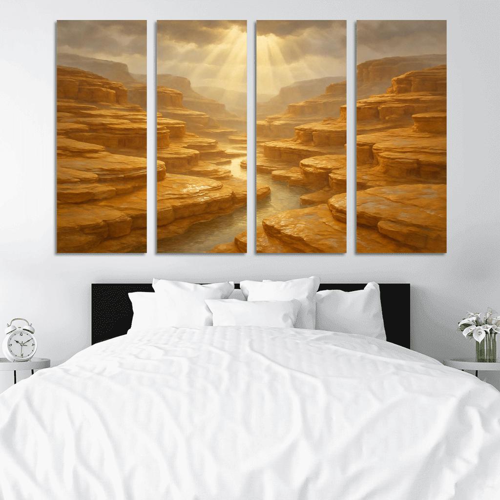 Sunlit Terraced Sandstone Canyons After Summer Storm art trends