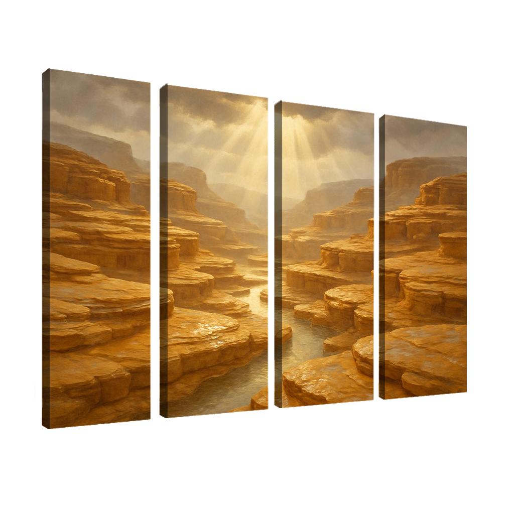 Sunlit Terraced Sandstone Canyons After Summer Storm art trends