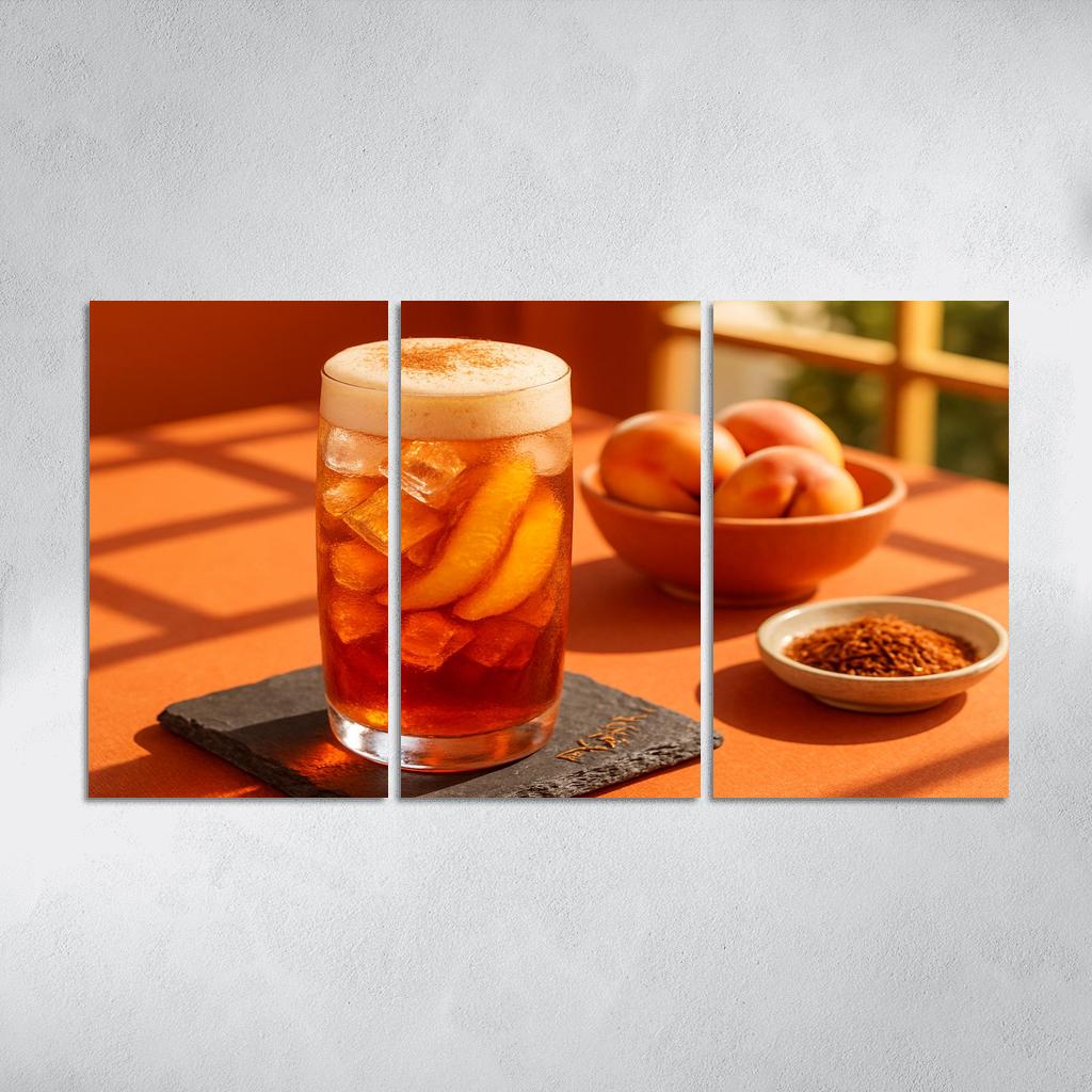 Smoked Peach And Rooibos Iced Tea With Ginger Foam decor