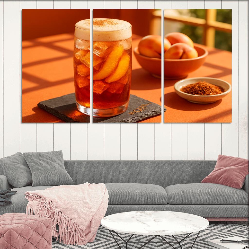 Smoked Peach And Rooibos Iced Tea With Ginger Foam decor