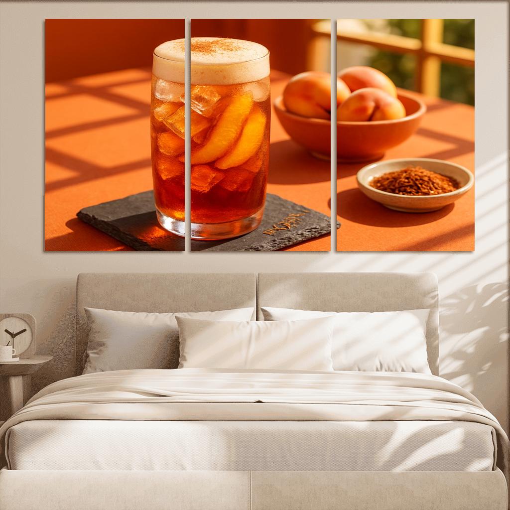 Smoked Peach And Rooibos Iced Tea With Ginger Foam decor