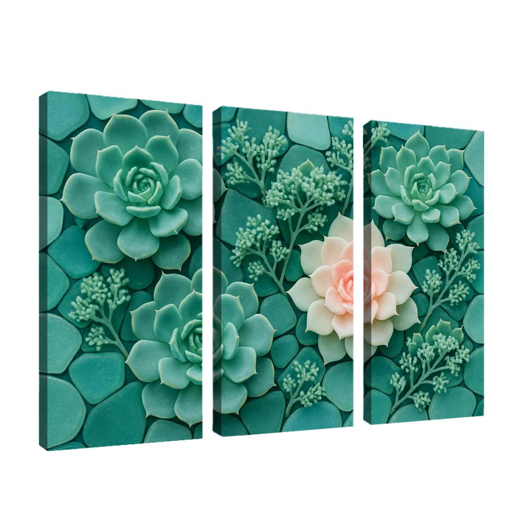 Sea Glass Succulent Mosaic Arrangement canvas paintings frame