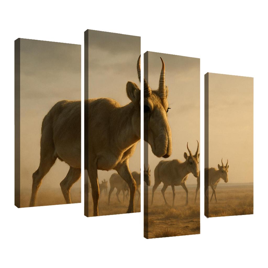 Saiga Antelope Crossing The Windy Steppe At Dawn one-piece frames