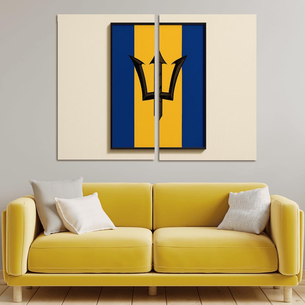 Celestial Trident Emblem The Flag Of Barbados framed paintings