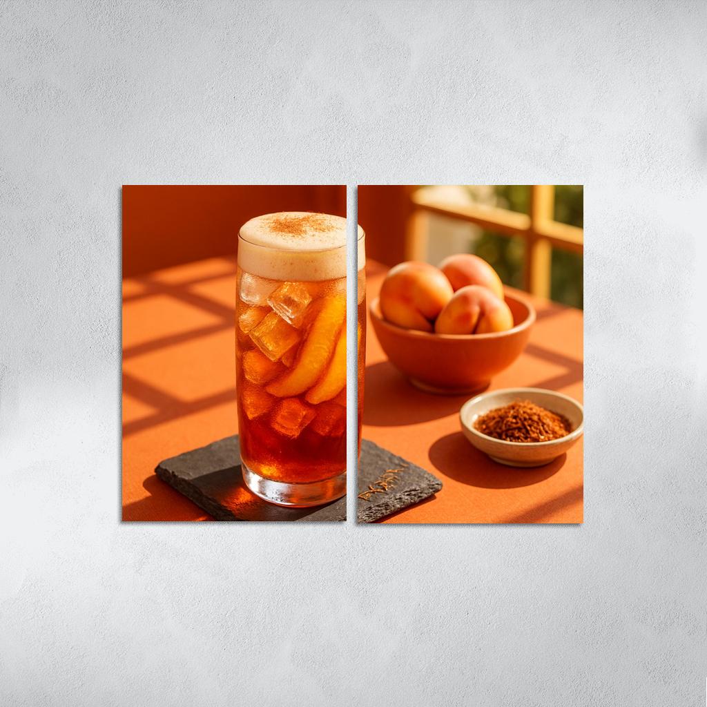 Smoked Peach And Rooibos Iced Tea With Ginger Foam decor