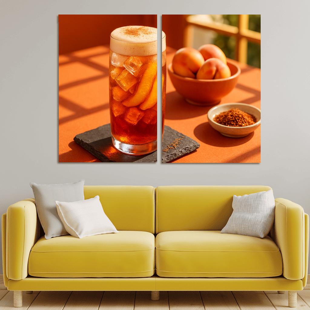 Smoked Peach And Rooibos Iced Tea With Ginger Foam decor