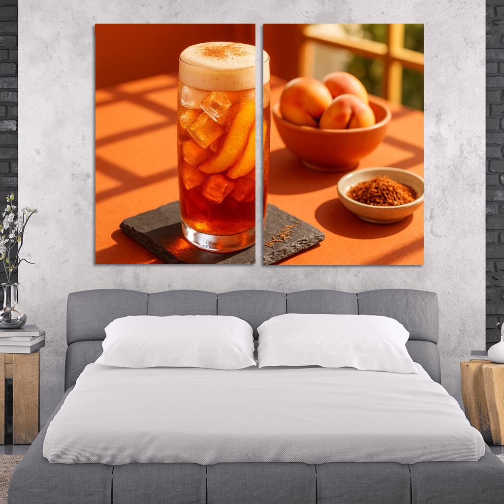 Smoked Peach And Rooibos Iced Tea With Ginger Foam decor