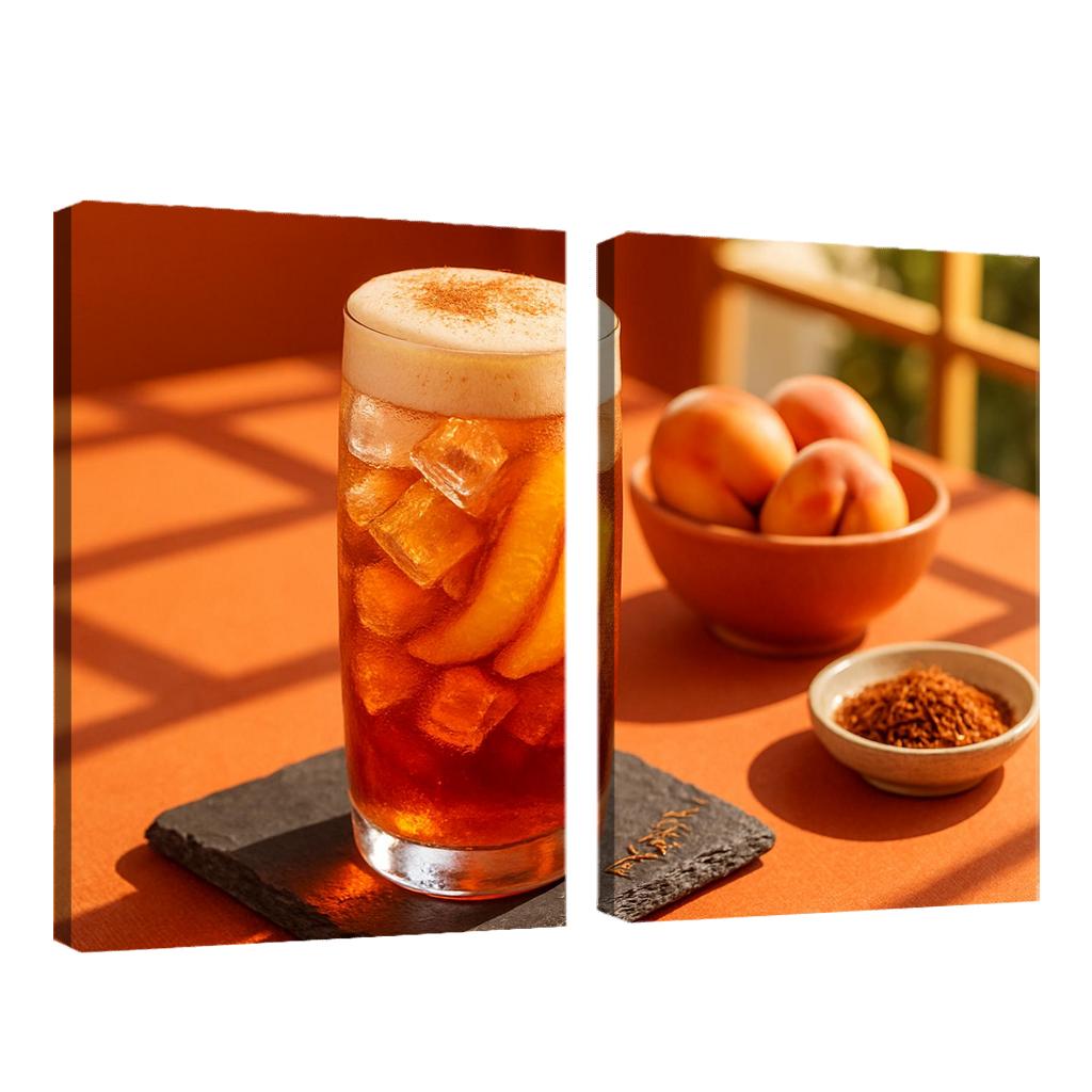 Smoked Peach And Rooibos Iced Tea With Ginger Foam decor