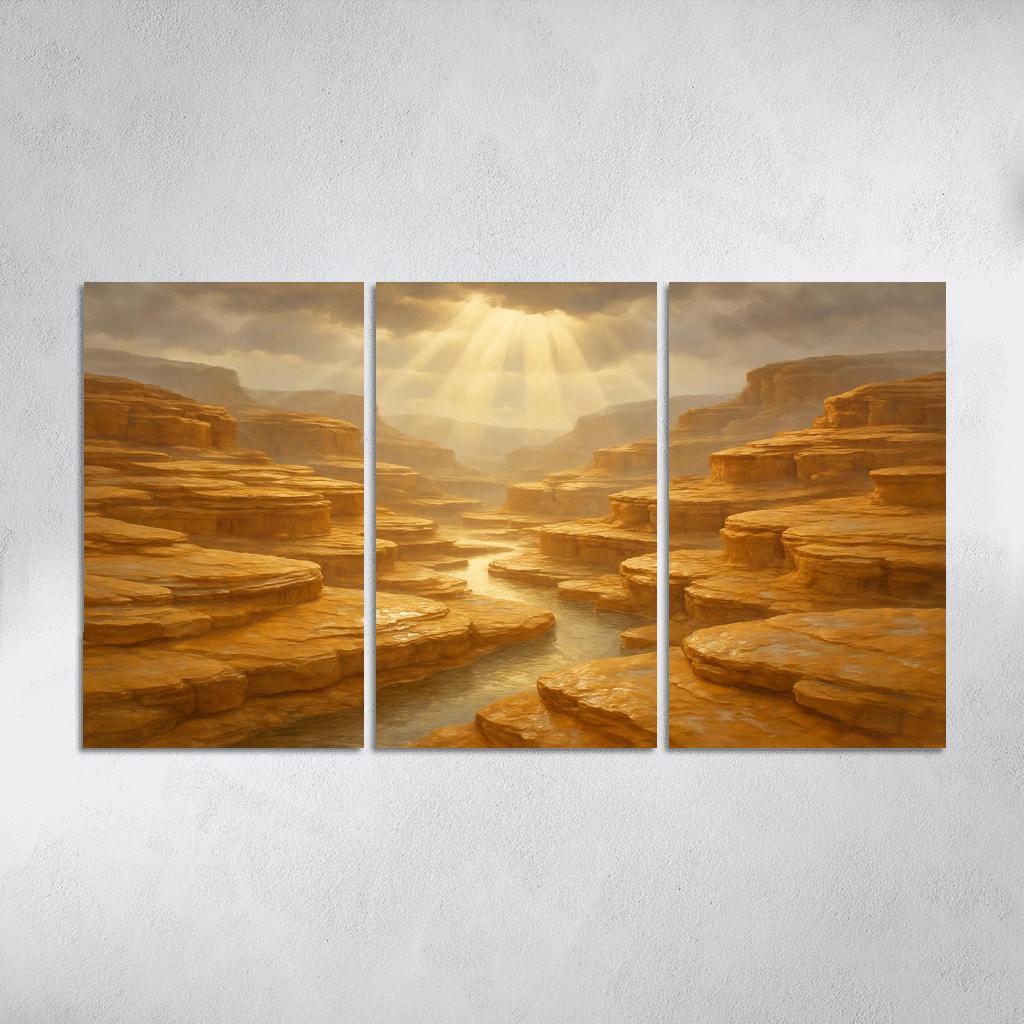 Sunlit Terraced Sandstone Canyons After Summer Storm art trends