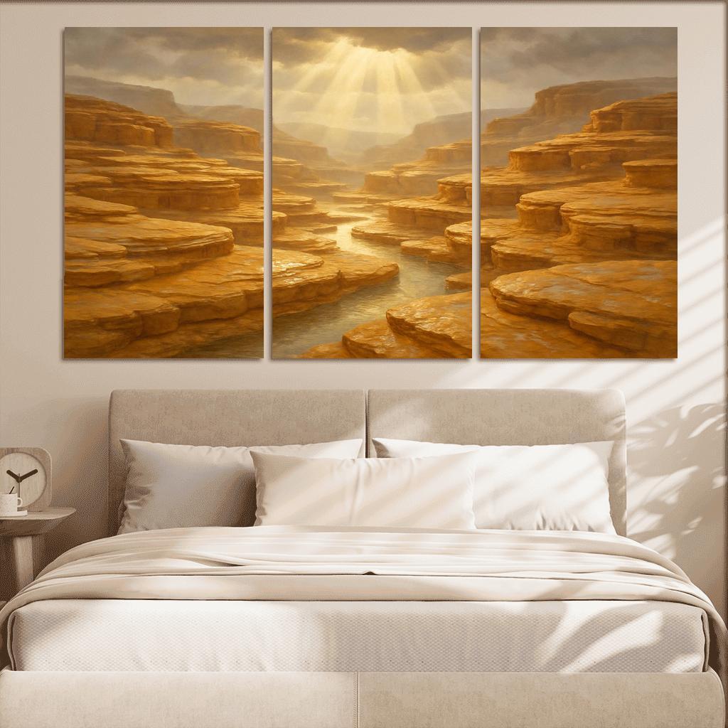 Sunlit Terraced Sandstone Canyons After Summer Storm art trends
