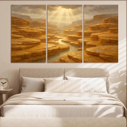 Sunlit Terraced Sandstone Canyons After Summer Storm art trends