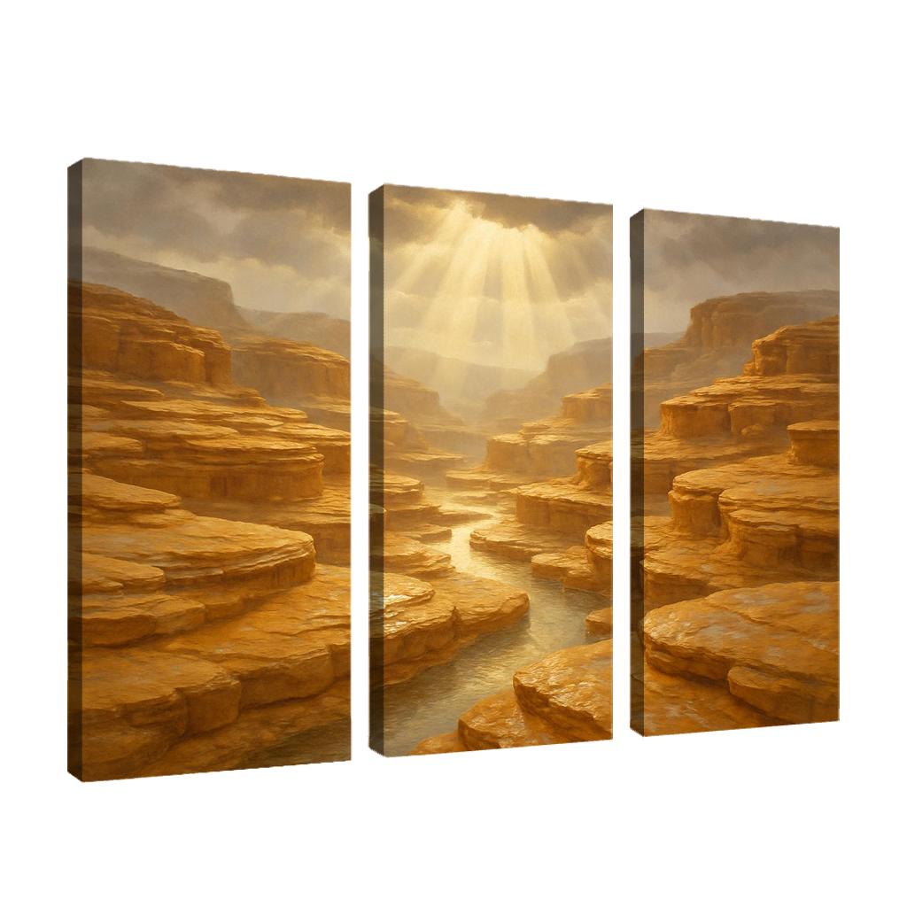 Sunlit Terraced Sandstone Canyons After Summer Storm art trends