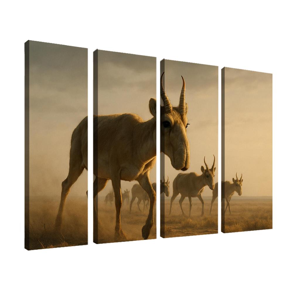Saiga Antelope Crossing The Windy Steppe At Dawn one-piece frames