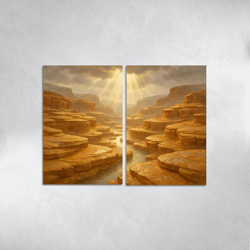 Sunlit Terraced Sandstone Canyons After Summer Storm art trends