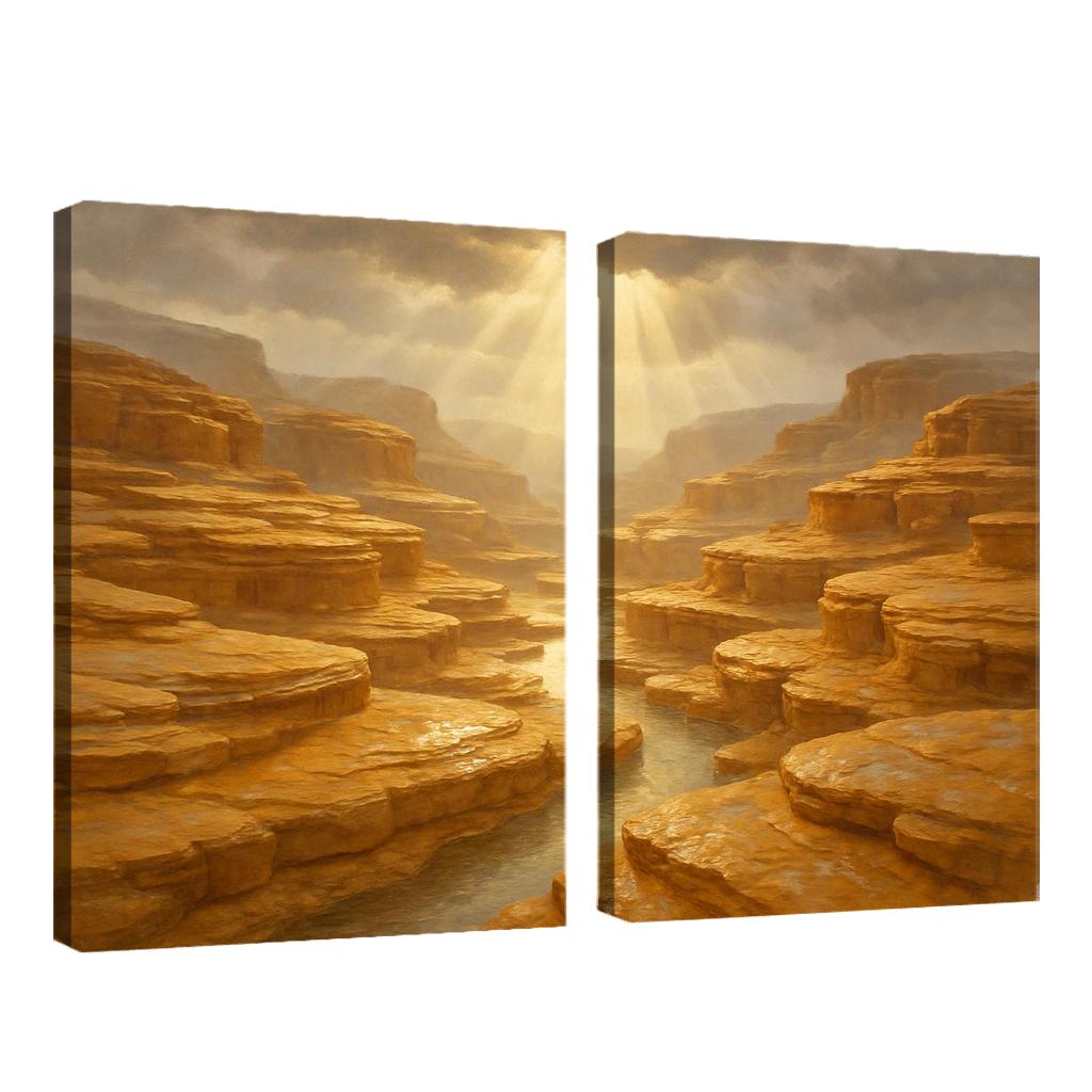 Sunlit Terraced Sandstone Canyons After Summer Storm art trends