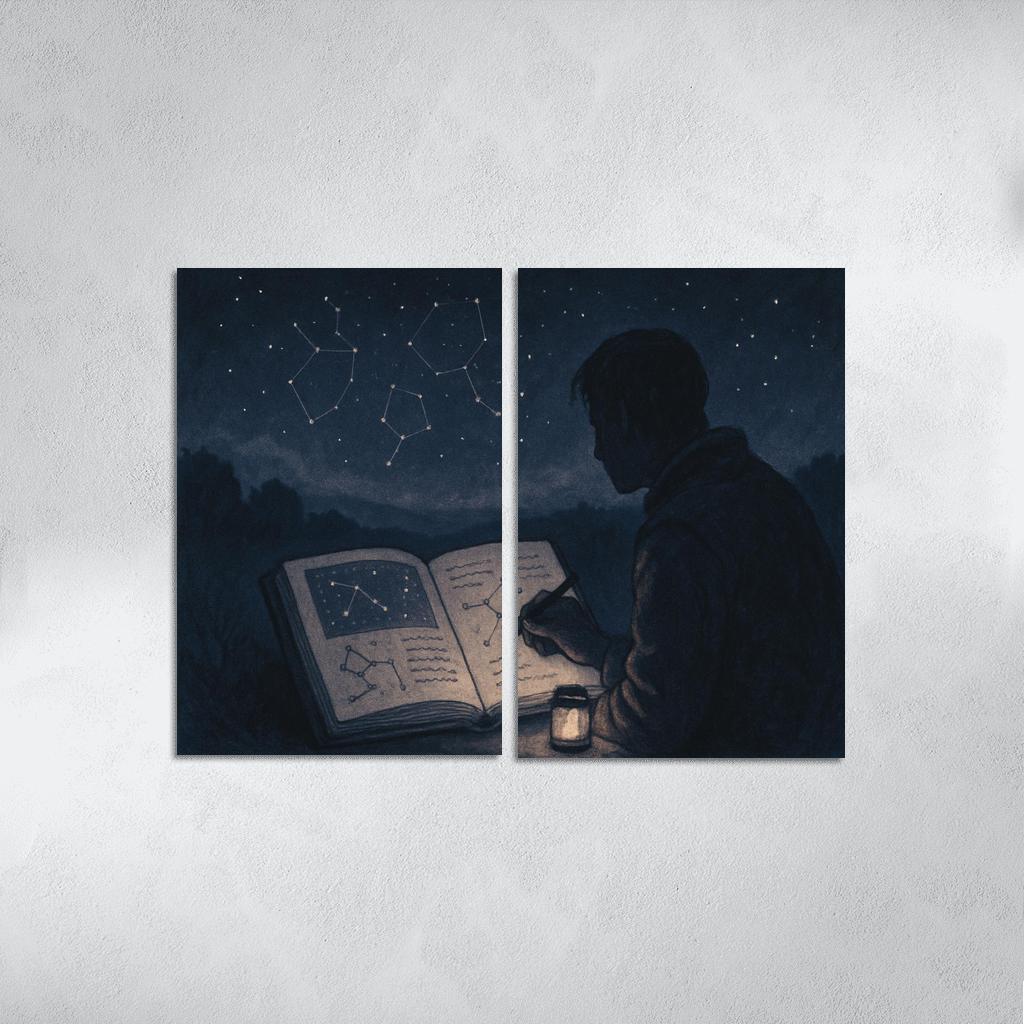 Analog Stargazing Journal With Hand Drawn Sky Maps wall art