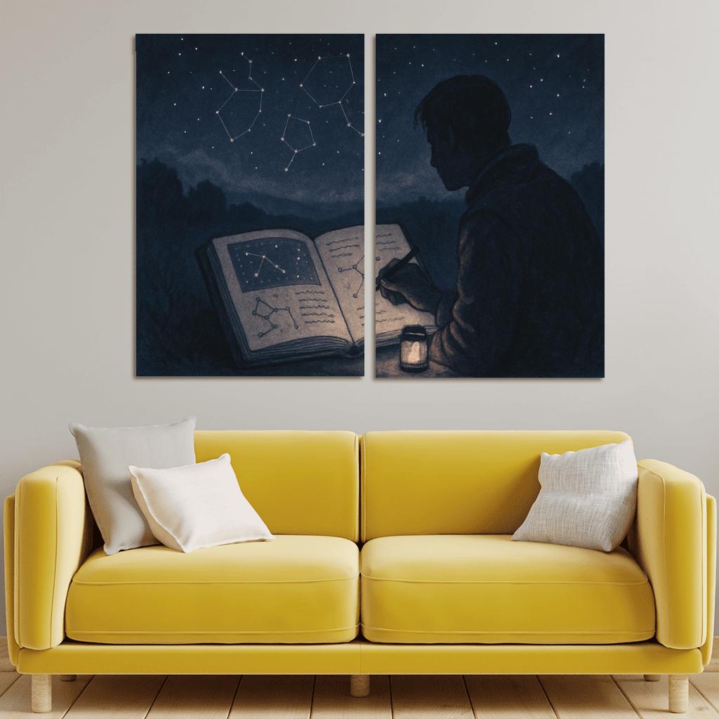 Analog Stargazing Journal With Hand Drawn Sky Maps wall art