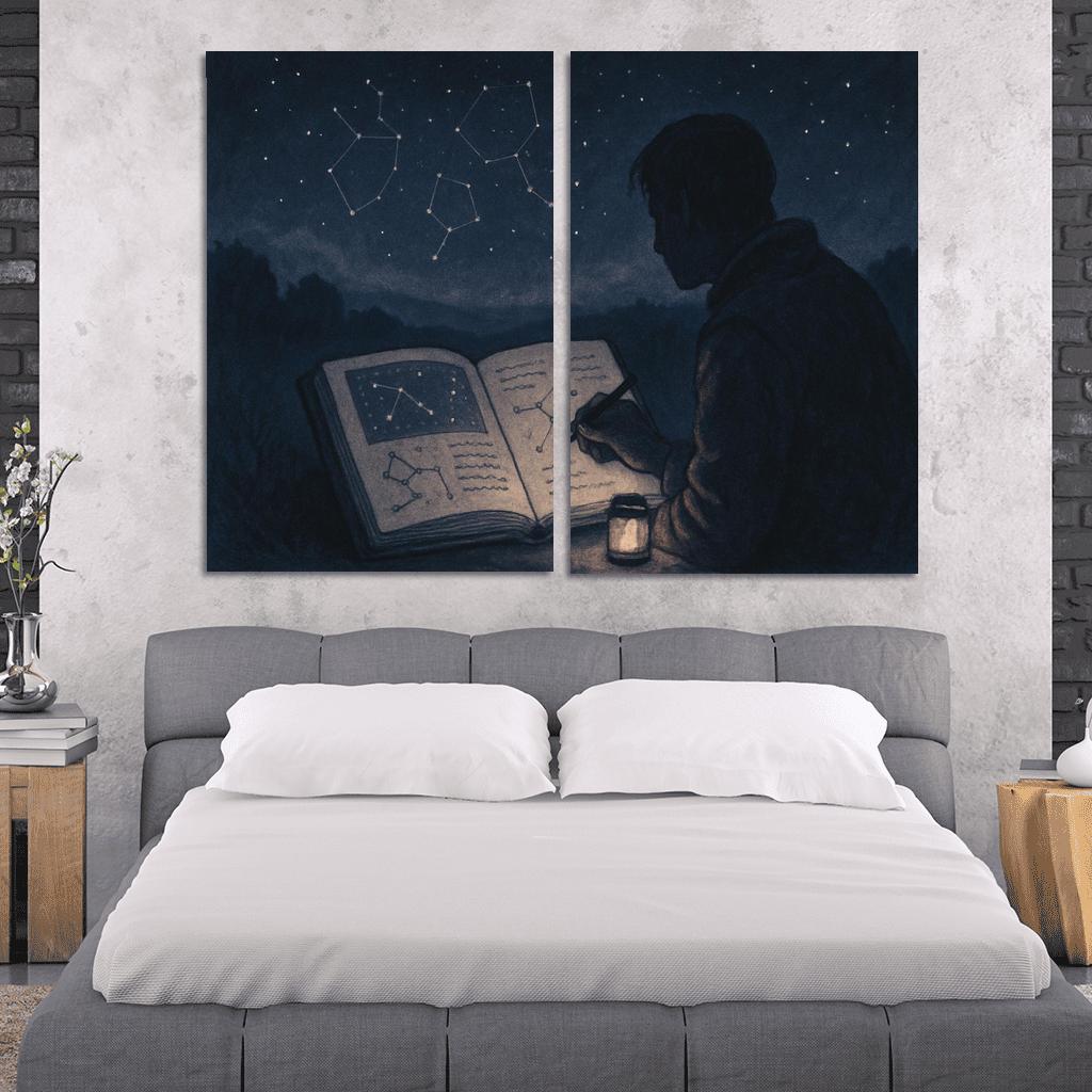 Analog Stargazing Journal With Hand Drawn Sky Maps wall art