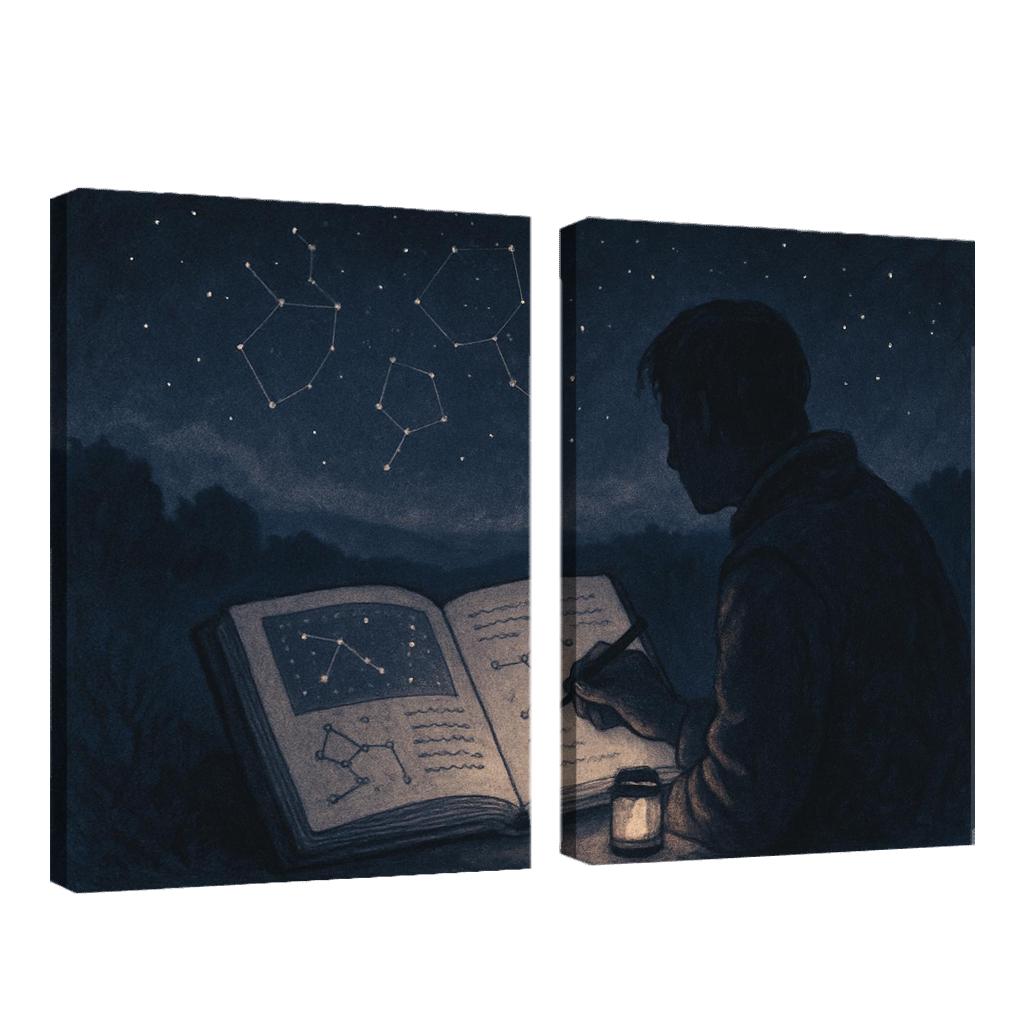 Analog Stargazing Journal With Hand Drawn Sky Maps wall art