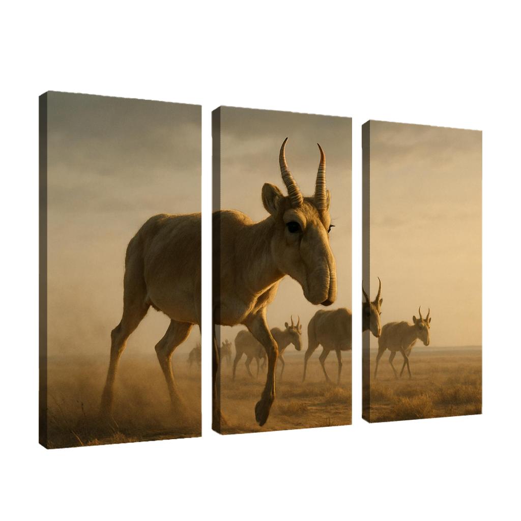 Saiga Antelope Crossing The Windy Steppe At Dawn one-piece frames