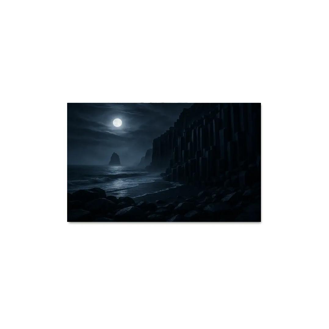 Moonlit Basalt Coast Under Silver Fog multi-panel paintings
