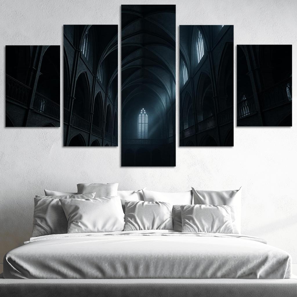 Brutalist Gothic Archive Atrium canvas paintings frame