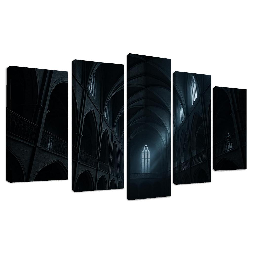Brutalist Gothic Archive Atrium canvas paintings frame