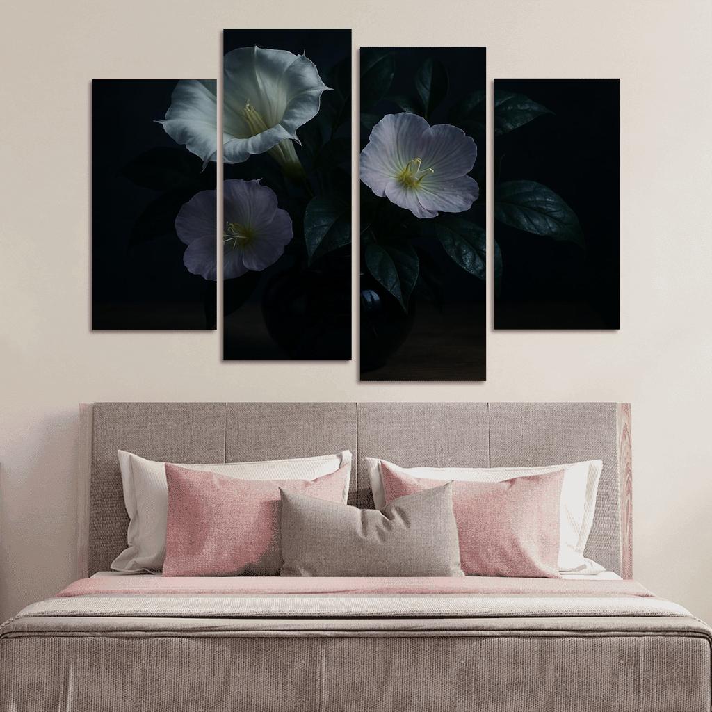 Nocturnal Botanica In Indigo Glass abstract paintings frame